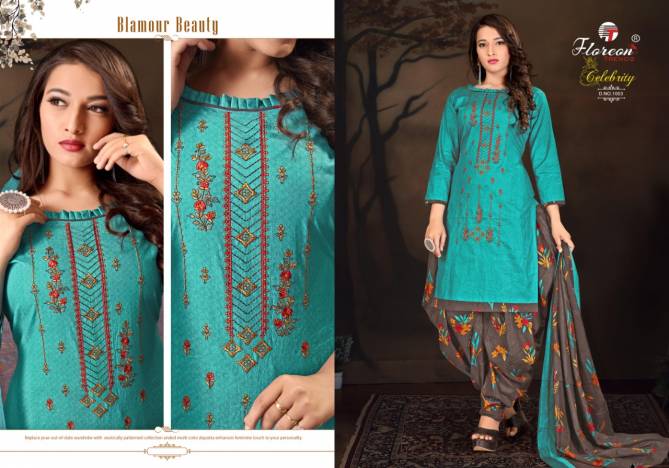 Floreon Celebrity 2 Latest Fancy Regular Wear Heavy Lawn Cambric Negative Print With Fancy Embroidery  Cotton Dress Materials Collection