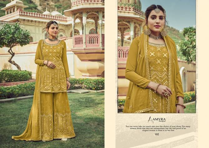 AAMYRA ZARKASH Latest Fancy Wedding Wear Heavy Georgette With Heavy Exclusive Mirror Embroidery And Diamond Work Salwar Suit Collection