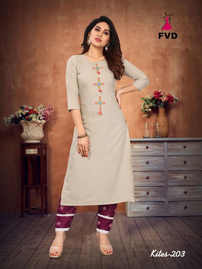 Kites 2 Fancy Ethnic Wear Rayon Kurti With Bottom Collection