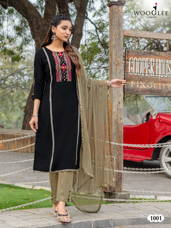 Moksha By Wooglee Viscose Silk Kurti With Bottom Dupatta Exporters In India