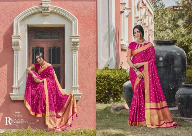 Sangam Tara Sitara Latest fancy Designer Feavy Festive wear Handloom Silk Sarees Collection

