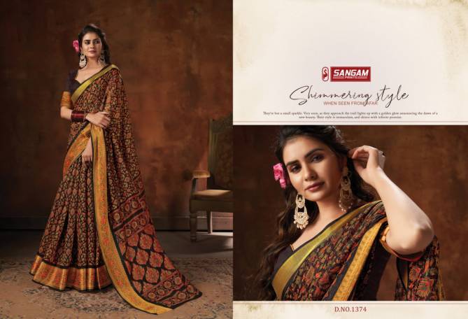 Sangam Harshita Fancy Festive Wear Printed Cotton Designer Saree Collection
