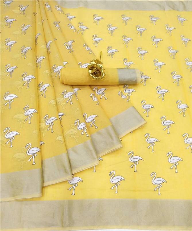 Linen Chakli Latest Casual Regular Wear Printed Cotton Linen Saree Collection