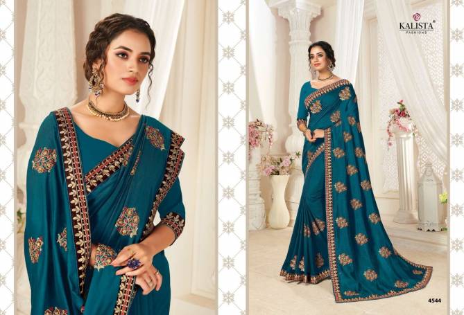 KALISTA EURO Latest Fancy Festive Wear Vichitra Silk Designer Embroidery Work saree Collection