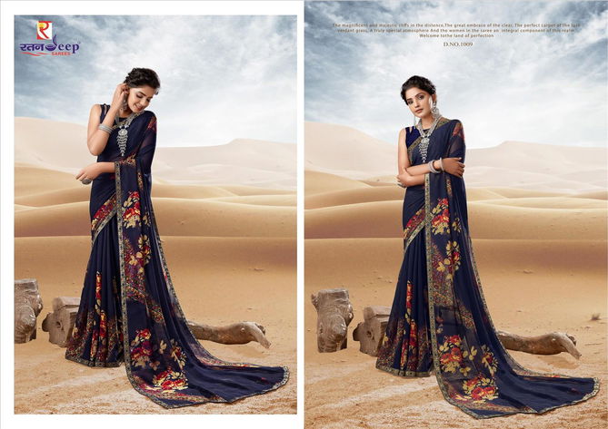 Kesariya Designer New Fancy Regular Wear Printed Georgette Designer Saree Collection