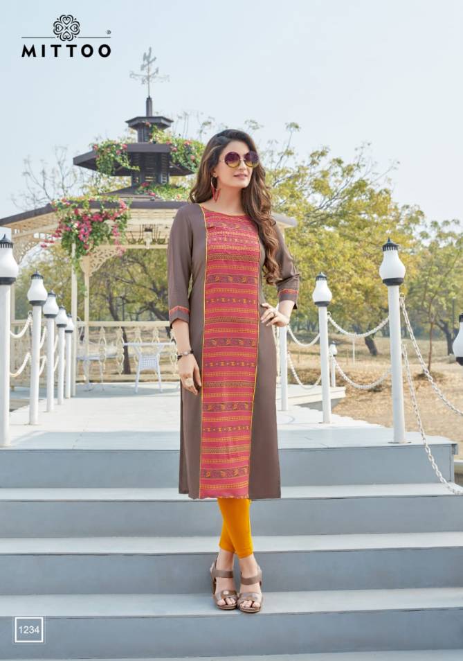 Mittoo Palak 26 Latest Fancy Designer Casual Wear Rayon Printed  Long Kurti Collection

