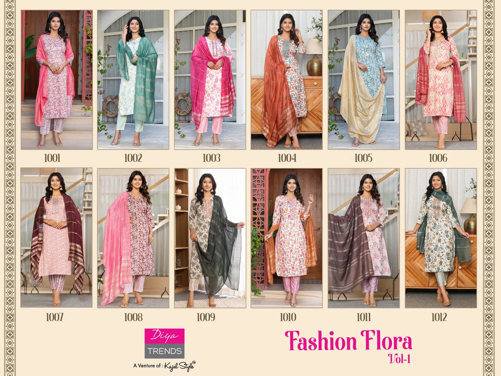 Fashion Flora Vol 1 By Diya Trends Fancy Kurti With Bottom Dupatta Wholesale Online