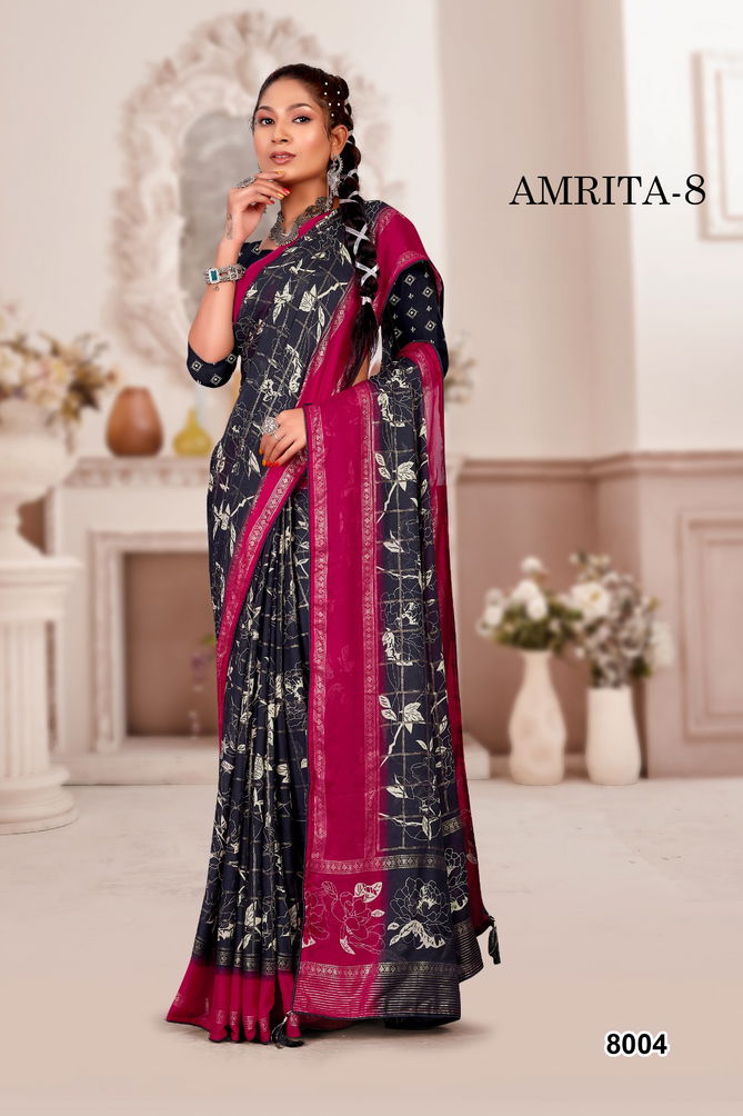 Amrita Vol 8 By Mahamani Creation Heavy Moss Foil Printed Sarees Wholesalers In Delhi