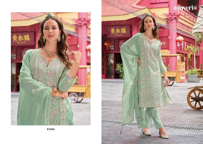 Alvina By Zaveri Organza Emboidery Readymade Suits Wholesalers In Delhi