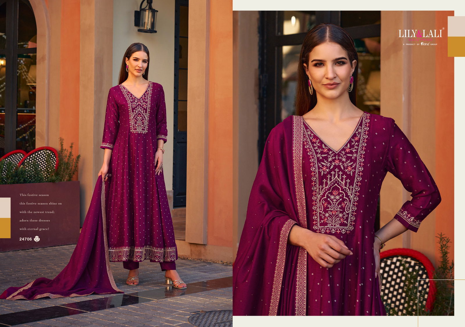 Anarkali By Lily And Lali Long Kurti With Bottom Dupatta Suppliers In India