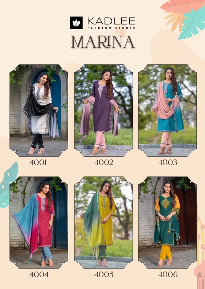 Marina By Kadlee Rayon Wholesale Kurti With Bottom Dupatta Suppliers In Mumbai