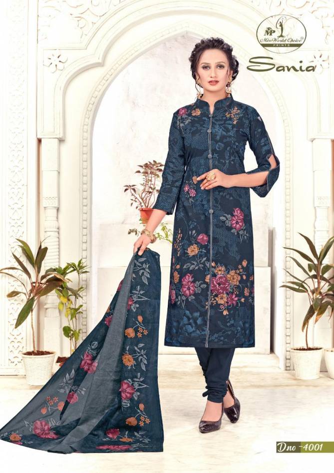 Miss World Choice Sania Vol 4 Latest Reagular Wear Pure Cotton Dress Material Collection