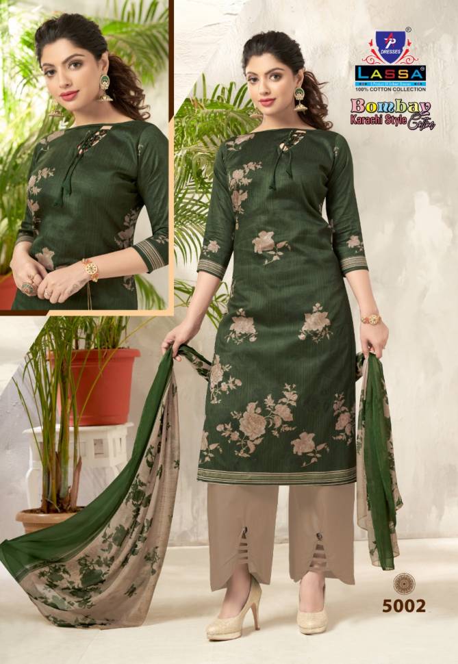 Lassa Bombay Cotton 5 Latest Fancy Designer Casual Regular Wear Karachi Special Cotton Printed Dress Material Collection
