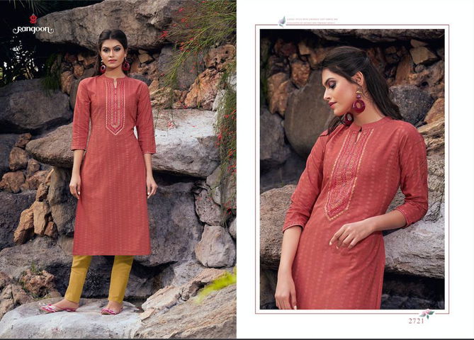 Rangoon Light Line 5 Latest Fancy Designer Ethnic Wear Lining Silk With Work Long Kurti Collection
