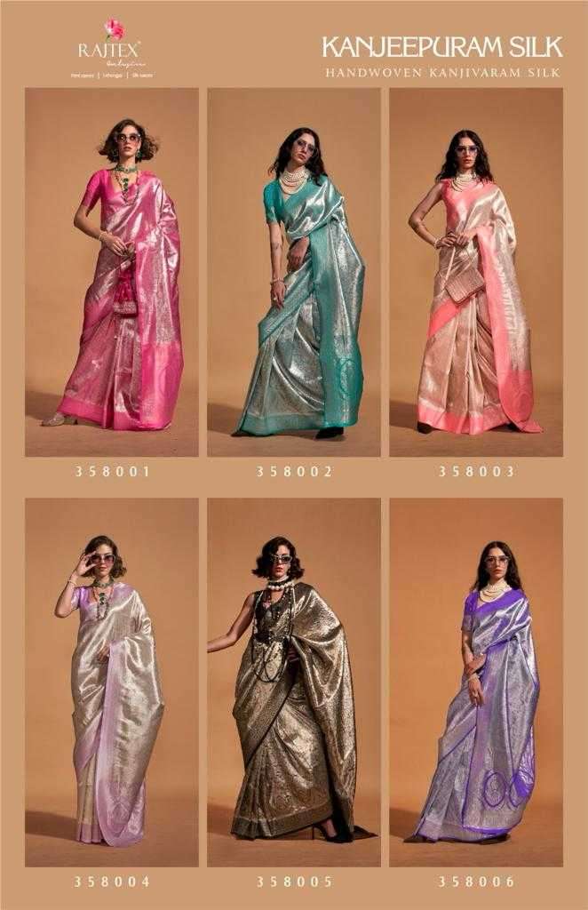 Kanjeepuram Silk By Rajtex 358001 To 358006 Series Surat Saree Wholesale Market