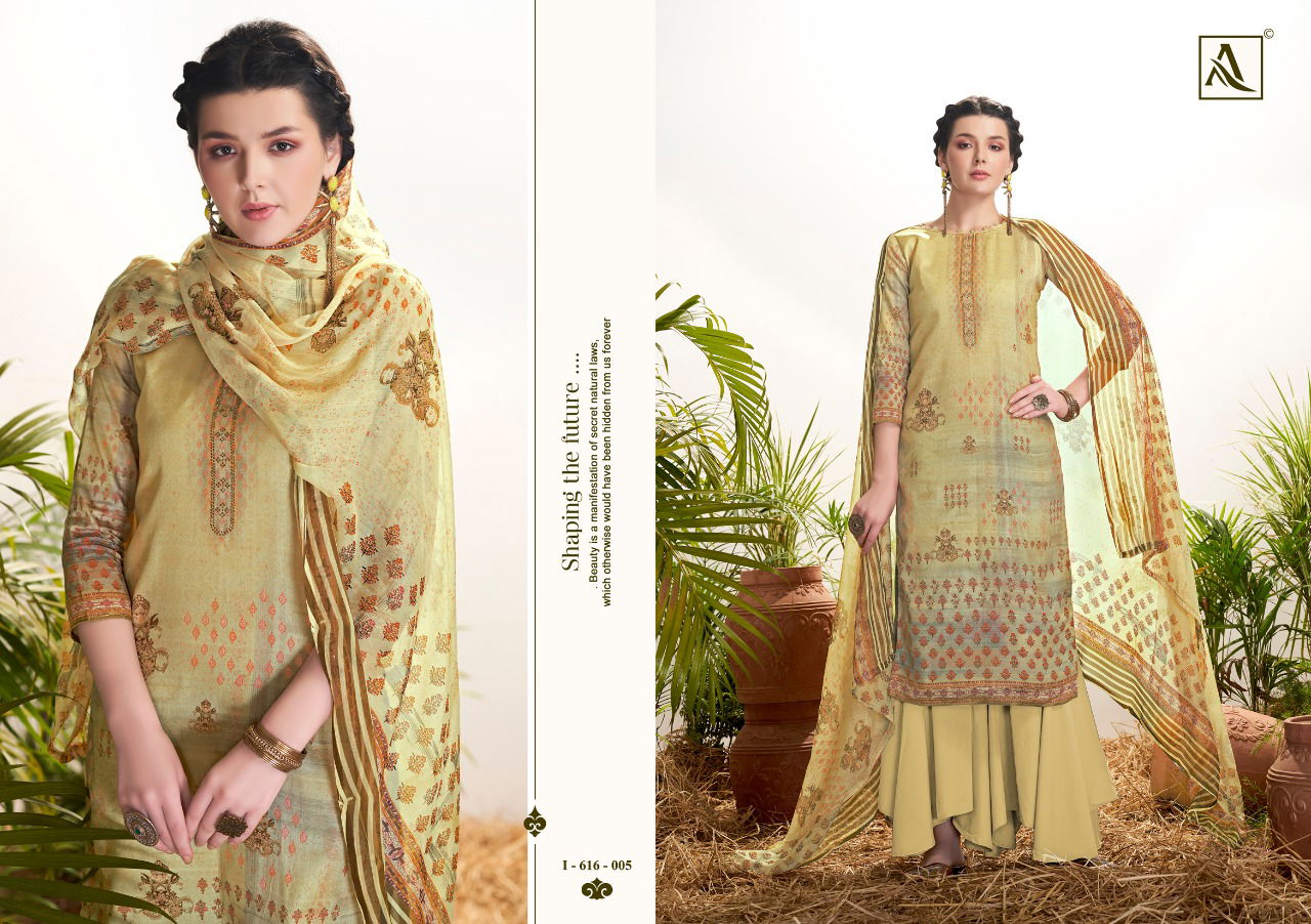 Alok Kiara Latest Fancy Casual Pure Zam Silk Digital Print with Swarovski Work Designer Dress Material Collection

