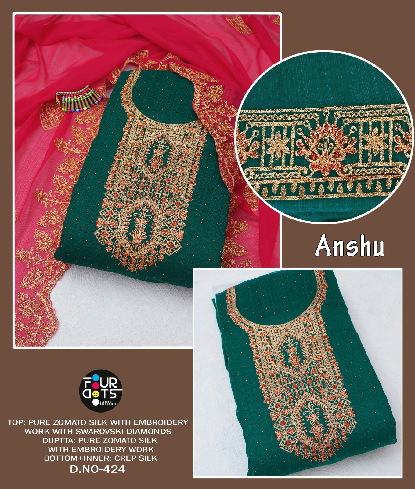 Anshu 421 To 424 Non Catalog Dress Material Suppliers In India