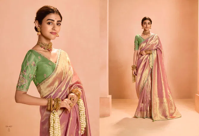 Utsav By Kimora Tissue Silk Party Wear Surat Saree Wholesale Market