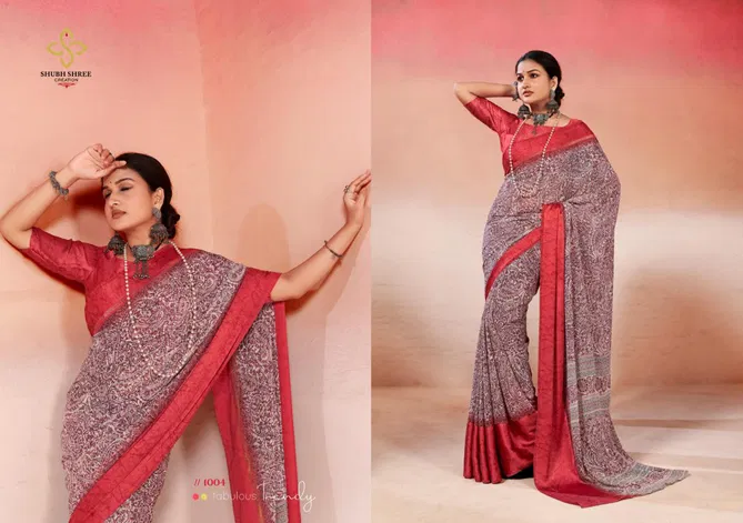 Nargis By Shubh Shree Weightless Satin Printed Sarees Wholesale Shop In India