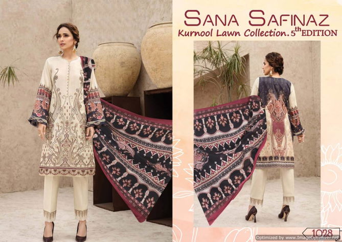 Sana Safinaz Kurnool 5th Edition Designer Pure Lawn Print With Pure Lawn Dupatta Dress Material Collection  