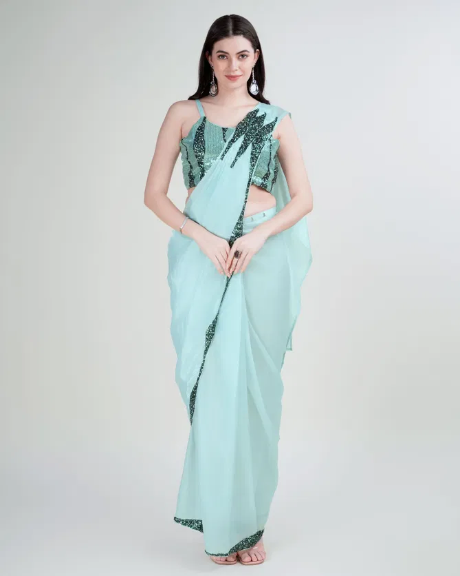 Amoha Trendz A313 Silk Satin Party Wear Readymade Sarees Wholesale In India