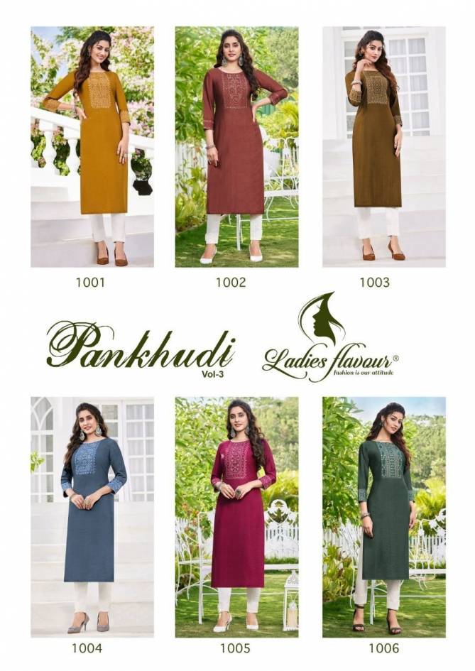 Pankhudi vol 3 By Ladies Flavour Embroidery Kurtis Catalog