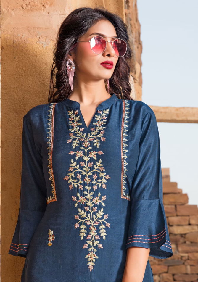 YAMI RESHAMI VOL-2 Latest Fancy Festive Wear Viscos Embroidery Work Kurtis With palazzo Collection