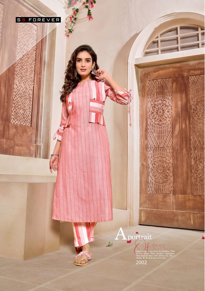 S3 Forever Hello Summer Latest Fancy Designer Casual Wear Jacket Cotton Kurti With Bottom Collection
