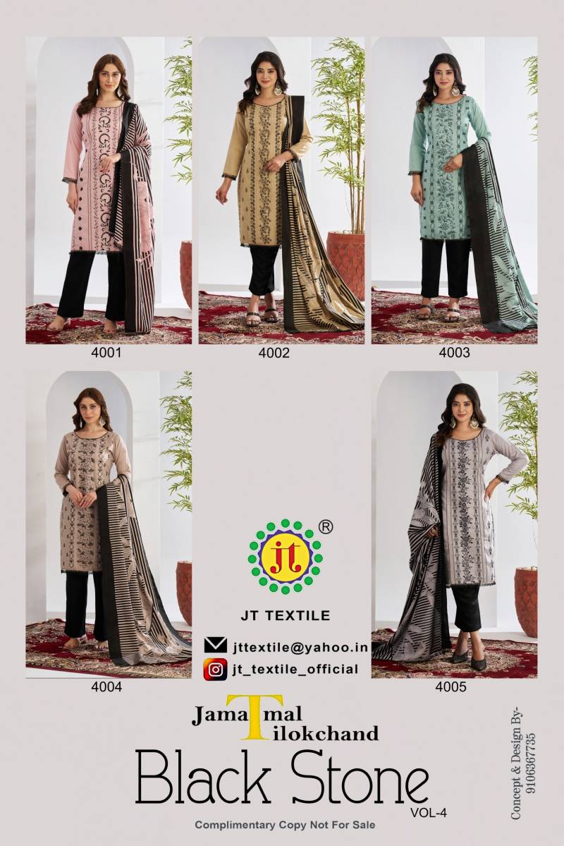 Black Stone Vol 4 By Jt Rayon Embroidery Dress Material Wholesale Market
