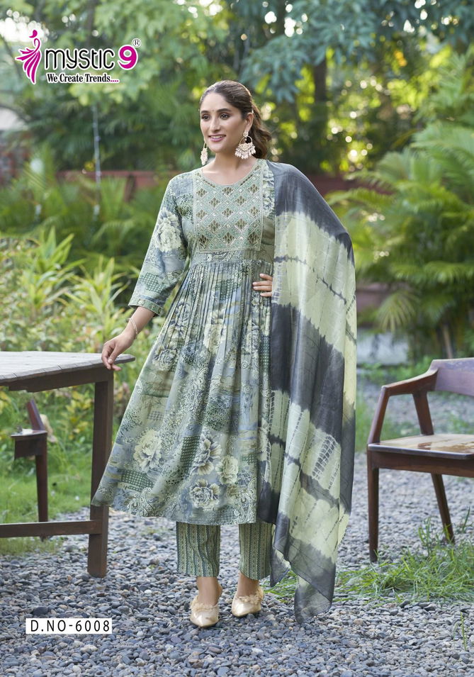 Shanaya Vol 6 By Mystic 9 Rayon Embroidery Kurti With Bottom Dupatta Orders In India