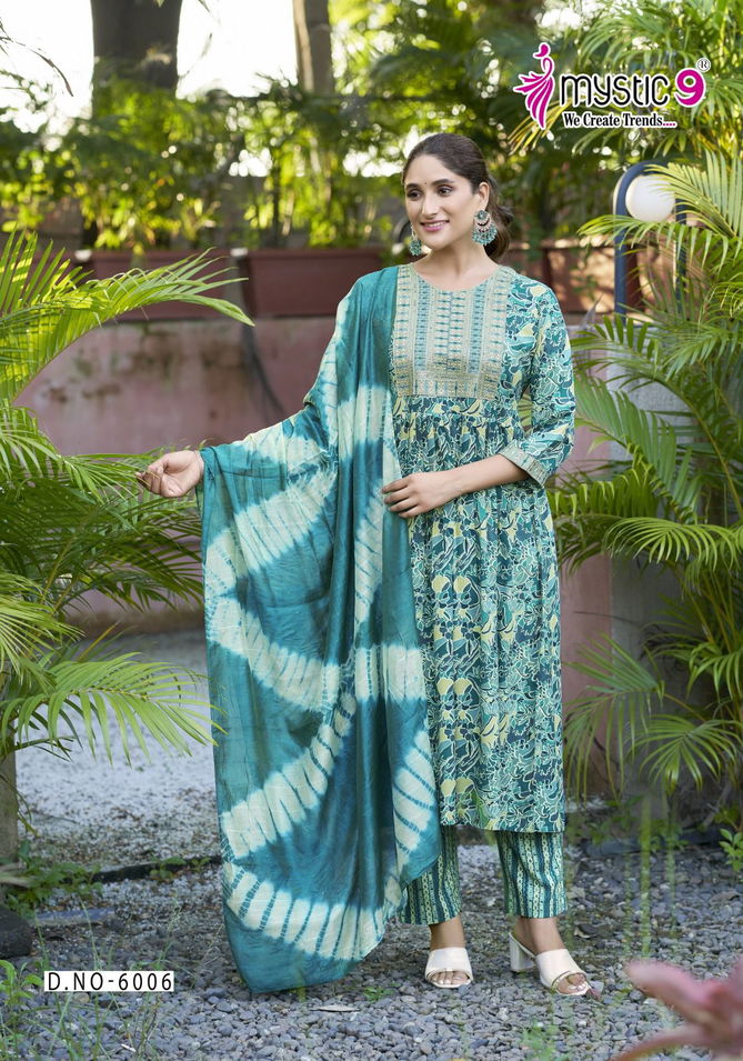 Shanaya Vol 6 By Mystic 9 Rayon Embroidery Kurti With Bottom Dupatta Orders In India