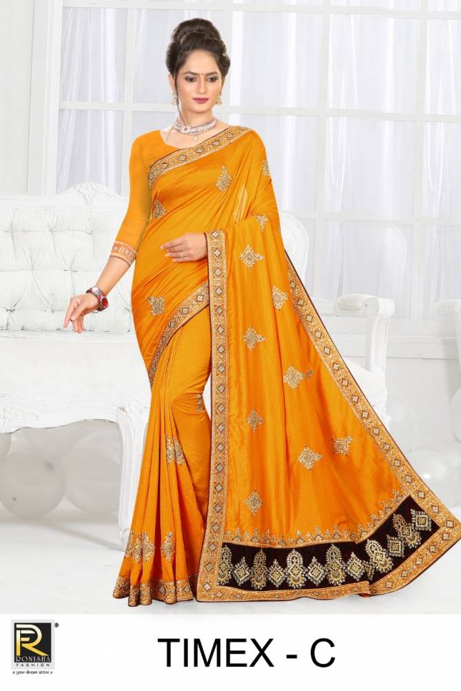 Ronisha Timex Festive Wear Designer velvet box pallu Art Silk Saree Amazing Collection
