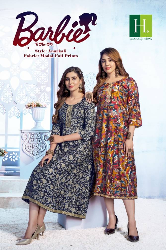 Barbie Vol 2 By Hirwa Printed Anarkali Kurtis Catalog