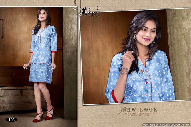 kinti ice cream Latest Designer Fancy Regular Denim Wear Kurtis Collection