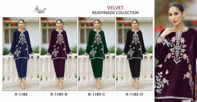 V 1182 Velvet Designer Pakistani Kurti With Bottom Catalog