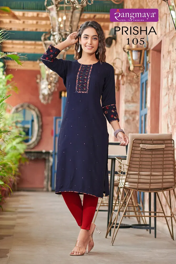 Prisha By Rangmaya Rayon Designer Wholesale Kurtis Suppliers In Mumbai