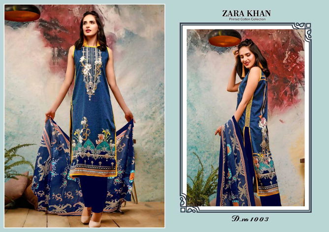 Zara Khan Latest Designer Festive Wear Karachi Pure Lawn Cotton Dress Material Collection 
