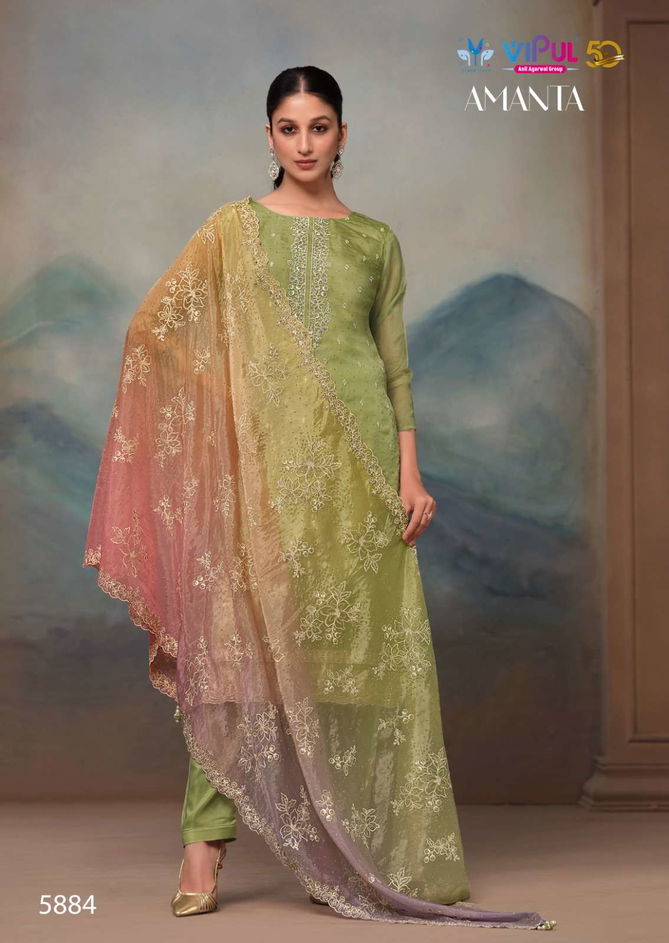 Amanta By Vipul Organza Embroidery Salwar Suits Wholesale In India