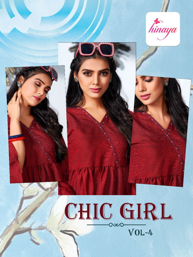 Hinaya Chic Girl 4 Ethnic Wear Rayon Printed Short Top Collection