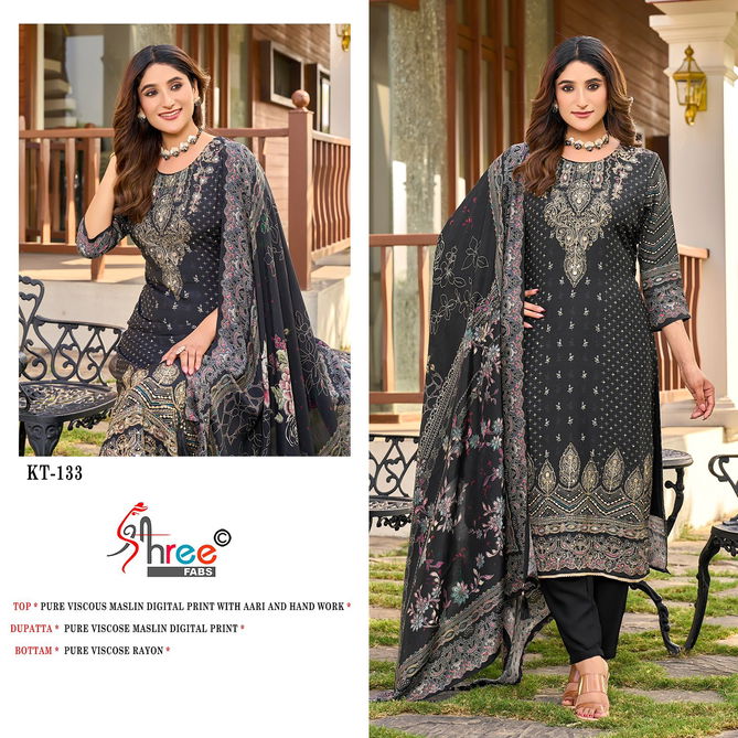 Kt 133 By Shree Fabs Maslin Digital Printed Salwar Suits Wholesale Online