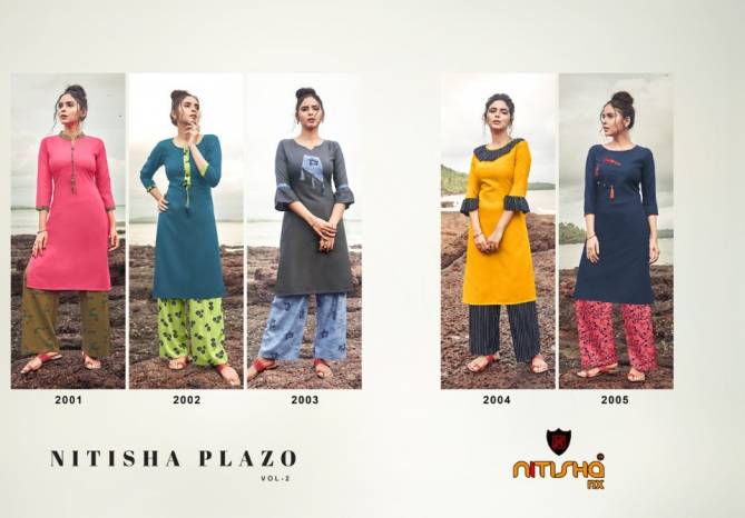 Nitisha Plazo 2 Casual Wear Stylish Designer Oarty Wear Kurti With Bottom