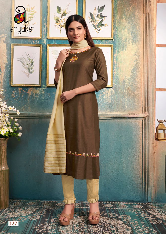 Anyuka Anika Latest Designer Casual Wear Festive Wear Ready Made Kurti With Pant Style Bottom Collection