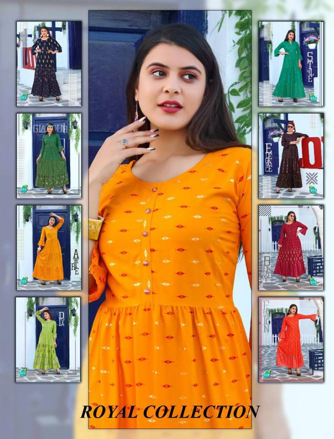 Trendy Tanishq Fancy Ethnic Wear Long Rayon Printed Designer Kurti Collection