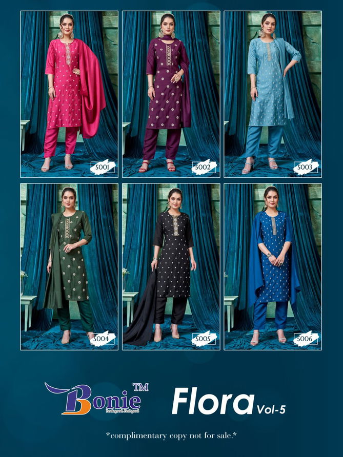 Flora 5 By Bonie Silk Kurti Bottom With Dupatta Catalog