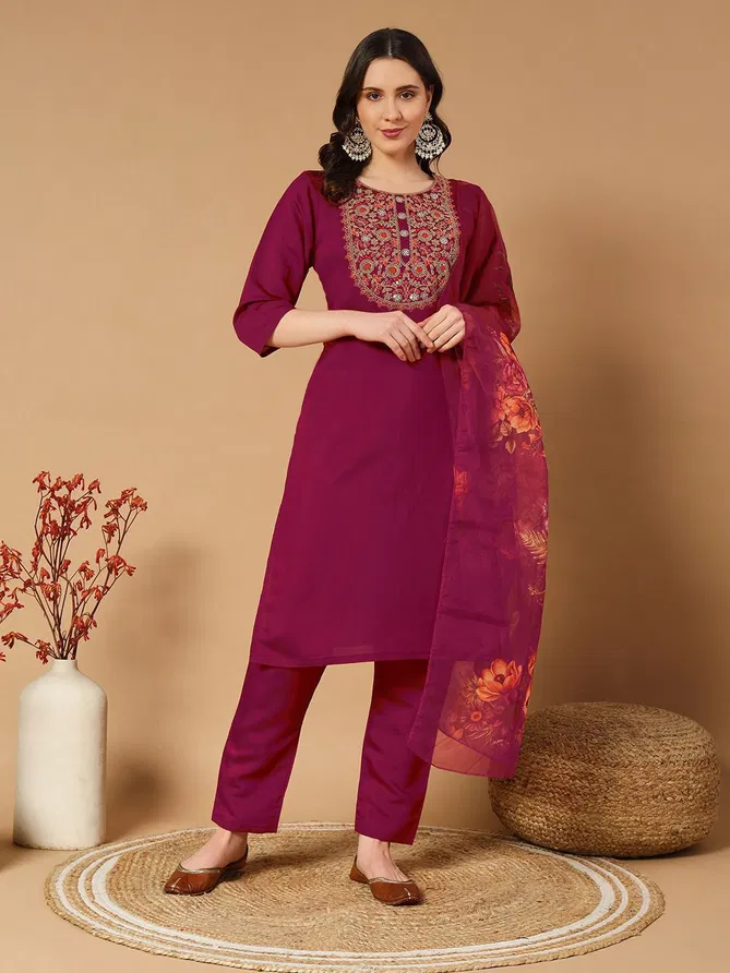 Vt Designer Roman Silk Kurti With Bottom Dupatta Suppliers In India