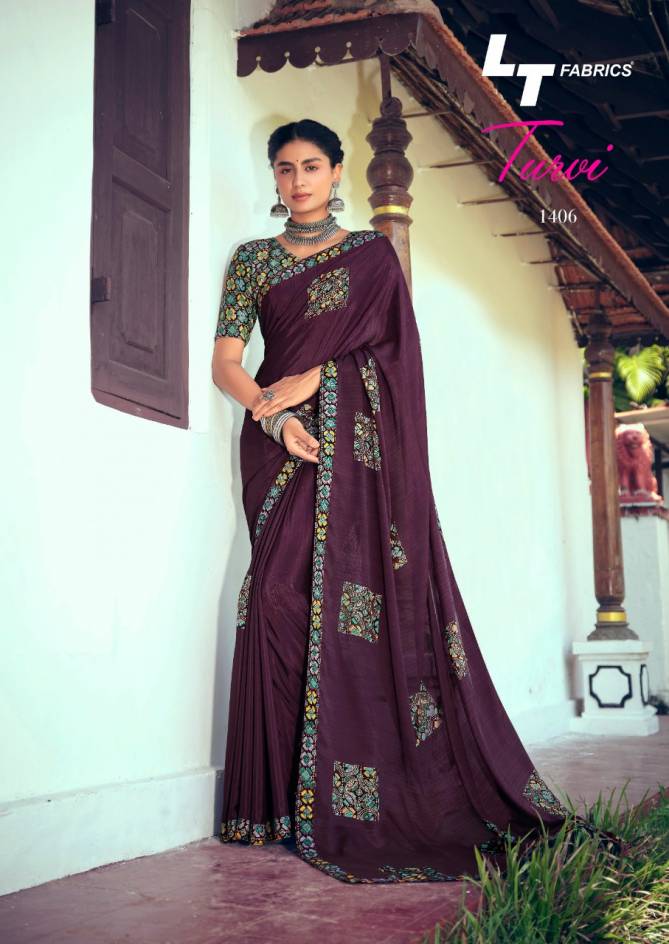 Lt Turvi Silk Latest Fancy Designer Casual Wear Printed chiffon Sarees Collection