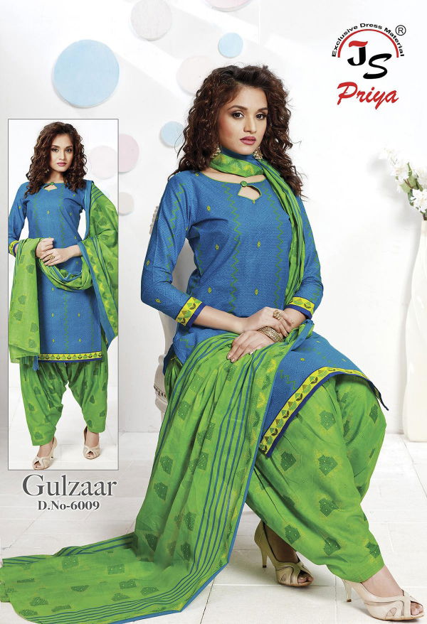 Js Priya Gulzar 6 Fancy Regular Wear Pure Cotton Designer Dress Material Collection
