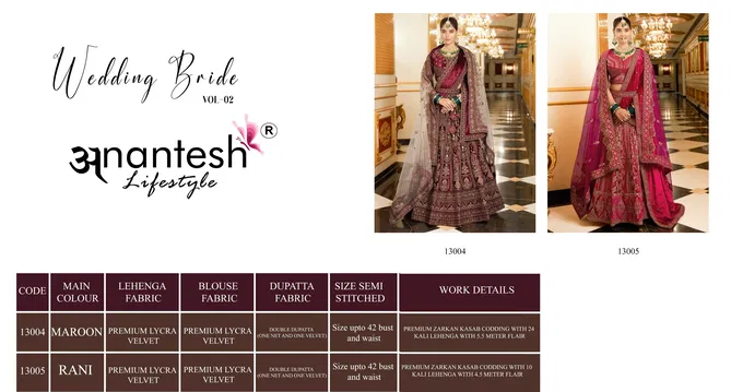 Wedding Bride Vol 2 By Anantesh Velvet Lehenga Choli Suppliers In India