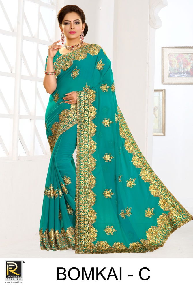 Ronisha Bomkai Latest Designer Festival Wear Fancy Georgette saree collection
