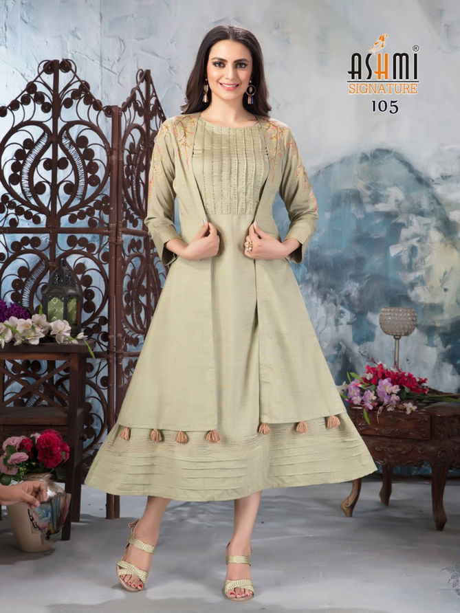 Ashmi Aaradhya Jacket With Embroidery Work Festive Wear Long Kurtis Collection
